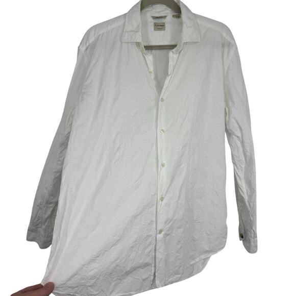 Culturata Button Up shirt Mens size XL 17.5 44 Cotton White Circles long sleeves - Picture 2 of 10
